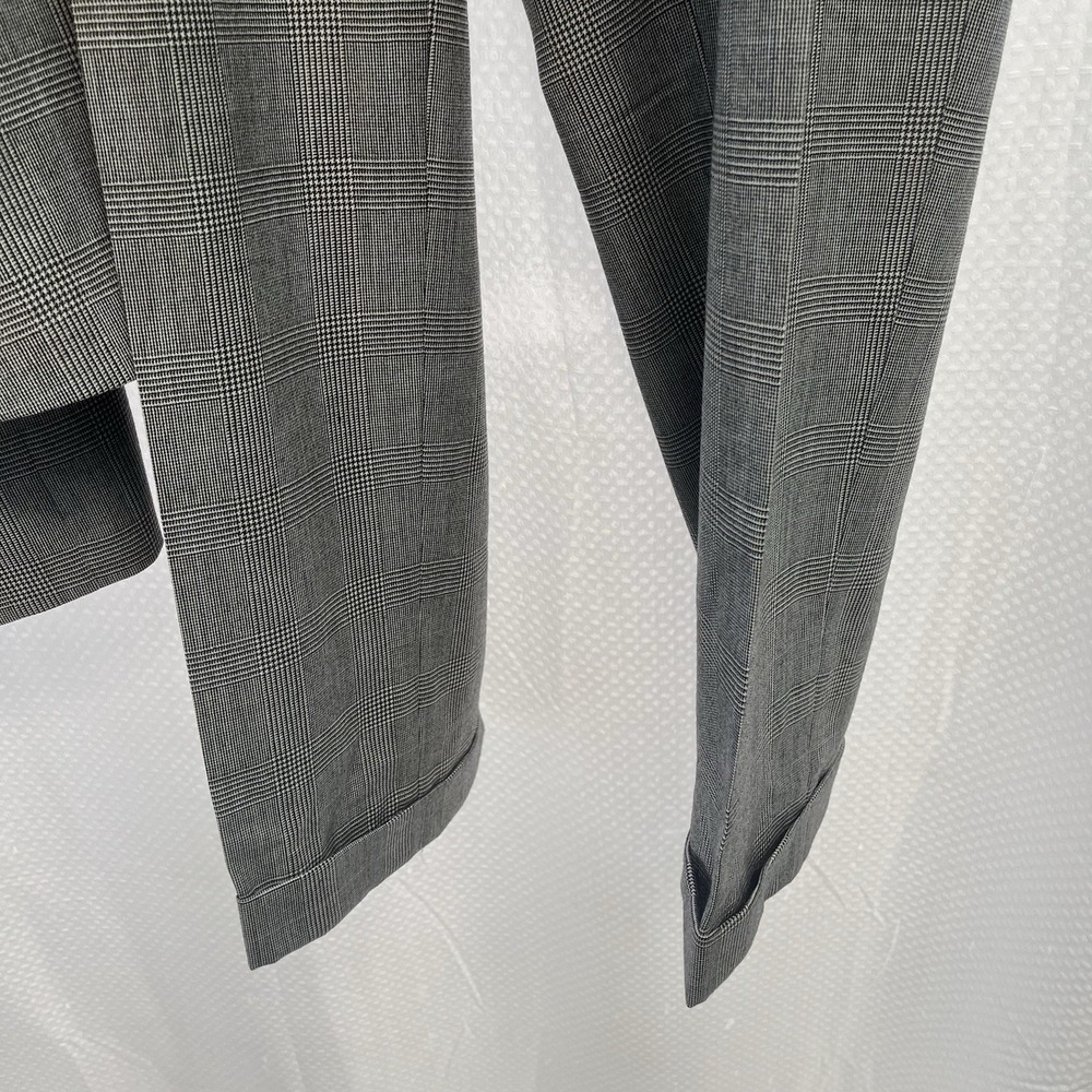 Jos. A. Bank Signature Collection 100% Wool Black Gray Glen Plaid Suit 46R 41x29 - Picture 7 of 11